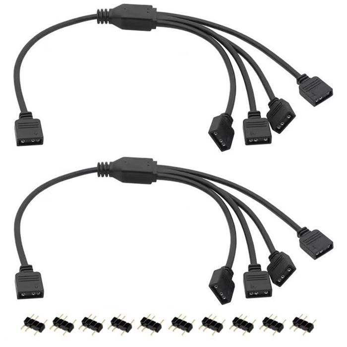 2 Câbles Répartiteurs ARGB 1 à 4 Vers 5 V 3 Broches Adressable Câble DExtension Répartiteur RGB Câble de Synchronisation LED ARGB
