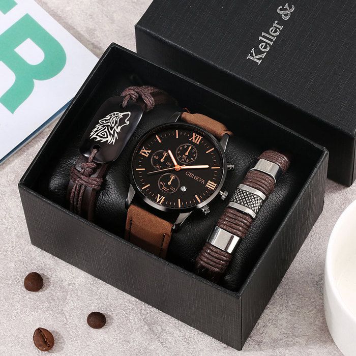 Montre Homme Quartz Avec Bracelet Cuir Noir - Style Décontracté, Cadeau Mode | Montres De Luxe