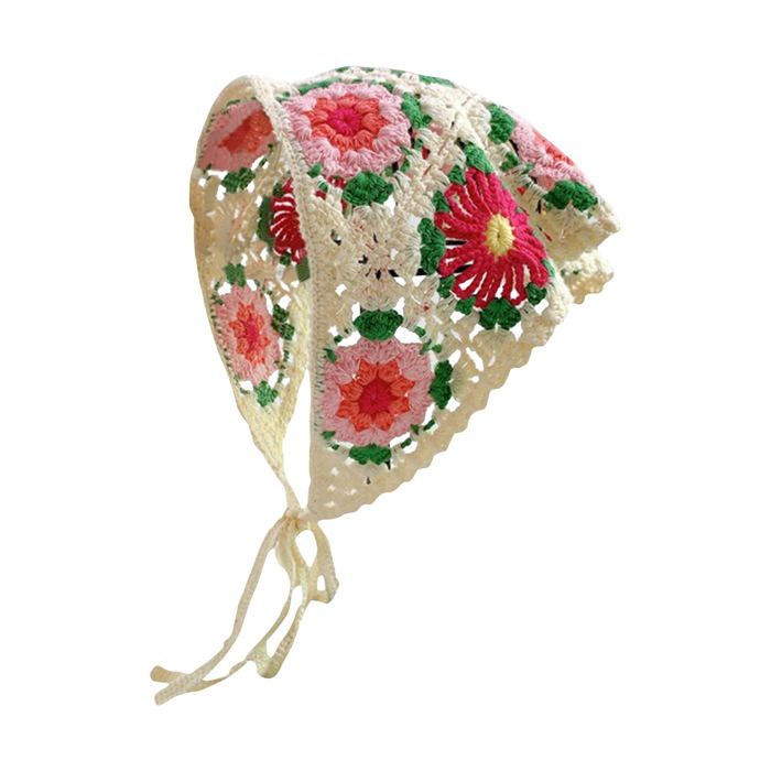 Foulard à cheveux au crochet foulard à cheveux fleuri bandeau bohème bandeau vintage bandeau triangle accessoires pour chev