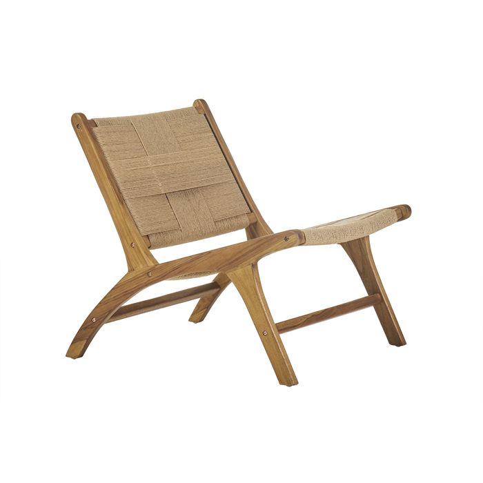 Miliboo - Fauteuil lounge en bois teck massif et corde tressée YARI