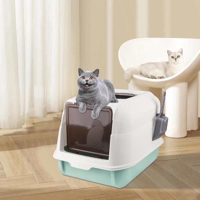 Meilleurs prix pour YIPEEMA. Bac à litière pour chat entièrement fermé  - 36x51x34 cm - Bleu ciel.