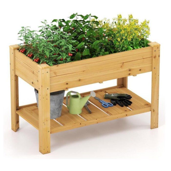 Jardinière Surélevée - RELAX4LIFE - Étagère de Rangement - Bac à Plantes avec Pieds - Conteneur de Plantation - 120x60x80CM -Jaune
