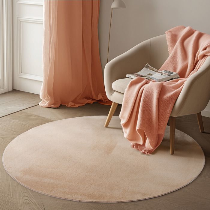 Tapis HUARTE à poils courts doux et lavable crème 240x240