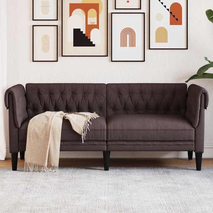 SALE 2025Canapé fixe - Canapé Chesterfield 2 places - marron foncé - tissu - 1825x745x745 cm287 Kg 5933