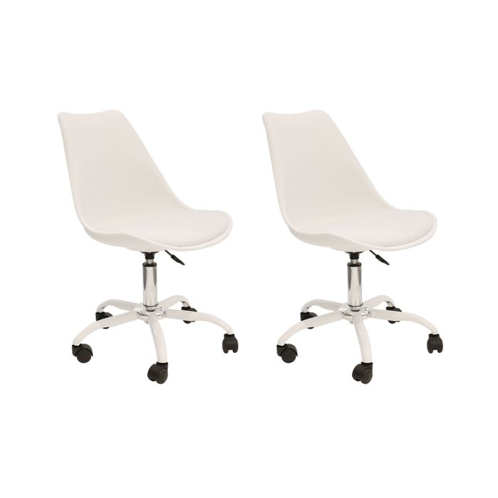 Lot de 2 Chaises - HOME DECO FACTORY - KIRUNA - Roulettes - Confortables - Multicolore