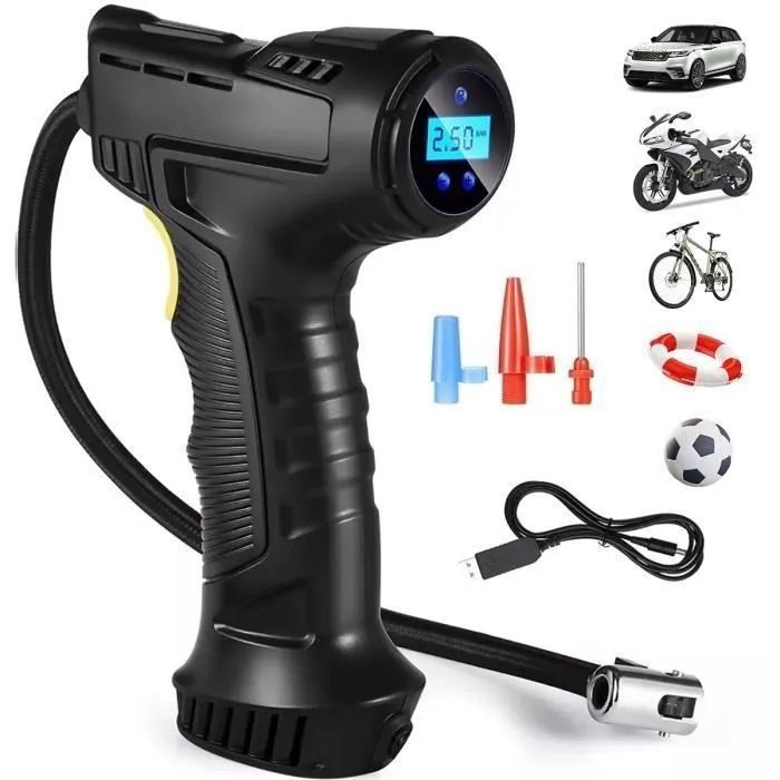 Pompe à Air Pour Pneus Sans Fil - Compresseur USB Rechargeable 150 PSI - LupuAuto - Kit Complet