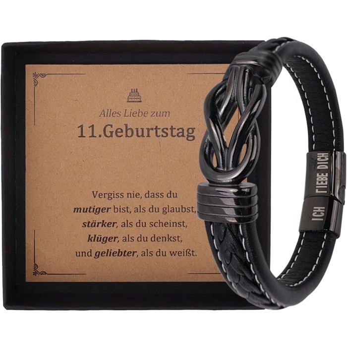 Bracelet Cuir Cadeau Anniversaire Homme - Gravure 'Je T'aime' | Taille Unique, Coffret Cadeau Inclus