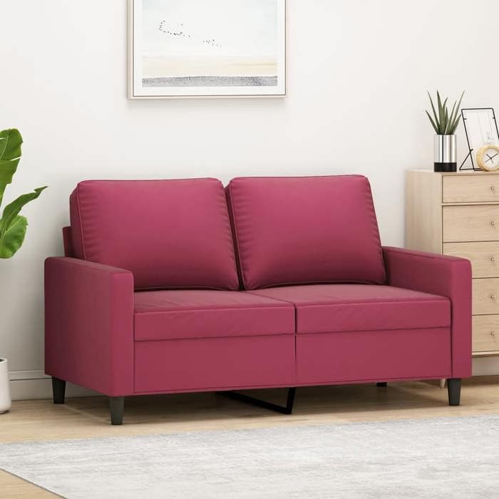 Rouge Canapé 2 places - KEETHE - Sofa adulte/enfant - Rouge bordeaux 120 cm Velours LL723
