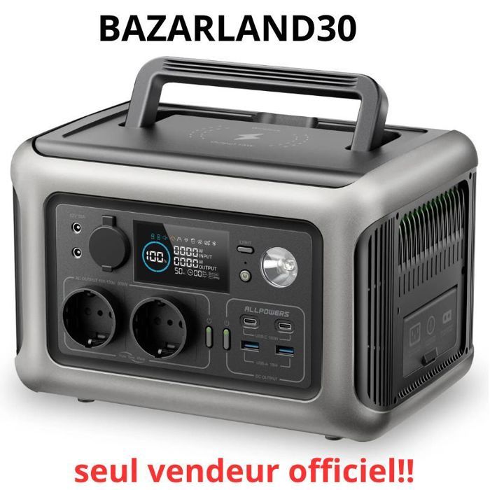 ALLPOWERS station d'énergie portable R600, 600 W, 299 Wh, batterie LiF