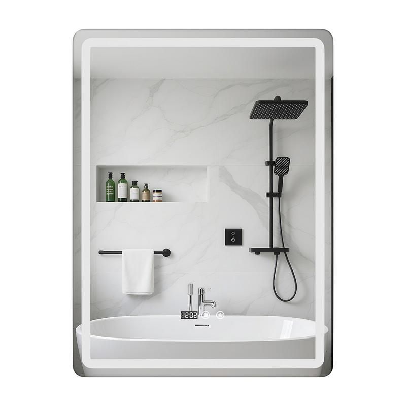 Miroir de Salle de Bain LED 60x80cm FLASIDU Anti-Buée Interrupteur tactile éclairage LED Miroir Lumineux