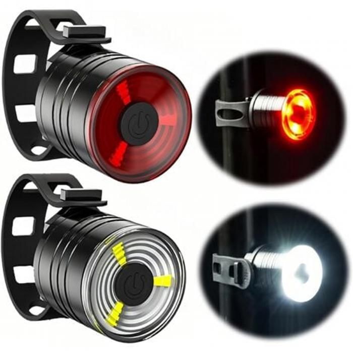Phares de vélo Avant et arrière avec 3 Modes déclairage Petit Phare de vélo pour vélo VTT Casque Chapeau Sac à Dos
