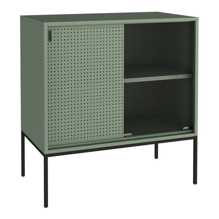 Buffet bas - HELLOSHOP26 - 85x80x45 cm - Métal - 2 portes - Vert et noir Buffet bas - HELLOSHOP26 - 85x80x45 cm - Métal - 2 portes - Vert et noir