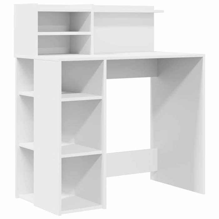[6598262]Bureau à domicile Table dordinateur1 PERSONNE avec rangement avec étagère Blanc 90x48x1015cmPoids:28.25 Kg