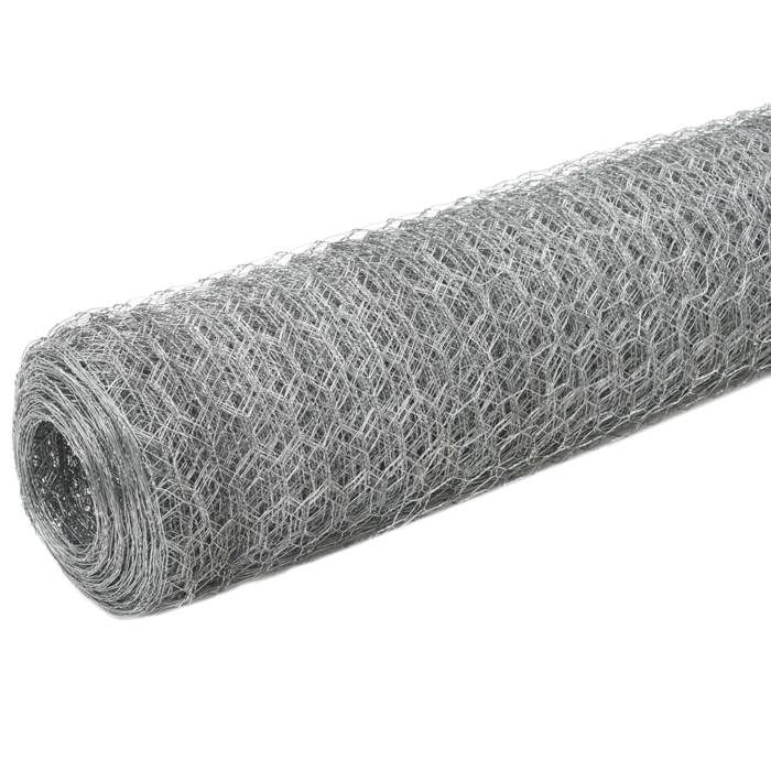 Grillage pour volière - GKO - Acier galvanisé - 25x12 m - Argenté - Mailles hexagonales - Longueur de la maille 36 mm