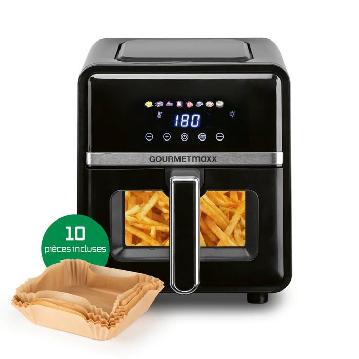 Friteuse à air chaud GOURMETmaxx 5L Airfryer Friteuse 6 fonctions 8 programmes Mini-four max. 4 pers. Fonction tactile incluse - Gourmetmaxx
