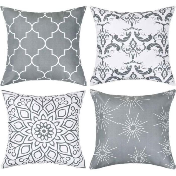 Un ensemble de 4 housses de coussin 45 x 45 cm taies doreiller pour canapé convenant aux canapés et aux chambres grises