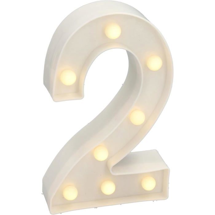 TRAHOO-- Numéros Lumineux LED Numéro 2 avec Lumière Chaude pour Décoration et Ambiance Veilleuses pour Chevet Anniversaire[J167]
