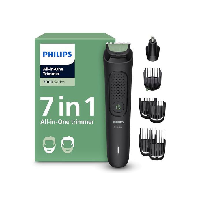 Tondeuse multi-usages - PHILIPS - Multigroom série 3000 - 7 accessoires - Lames auto-affûtées - 60 min autonomie