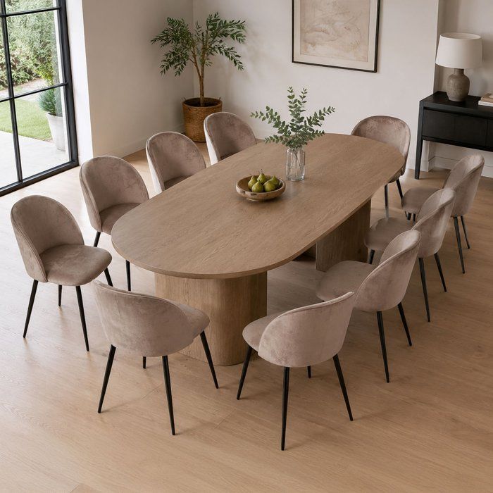 Lot de 10 Chaises Achito Dmora en Velours Gris Taupe Lot de 10 Chaises Achito Dmora en Velours Gris Taupe