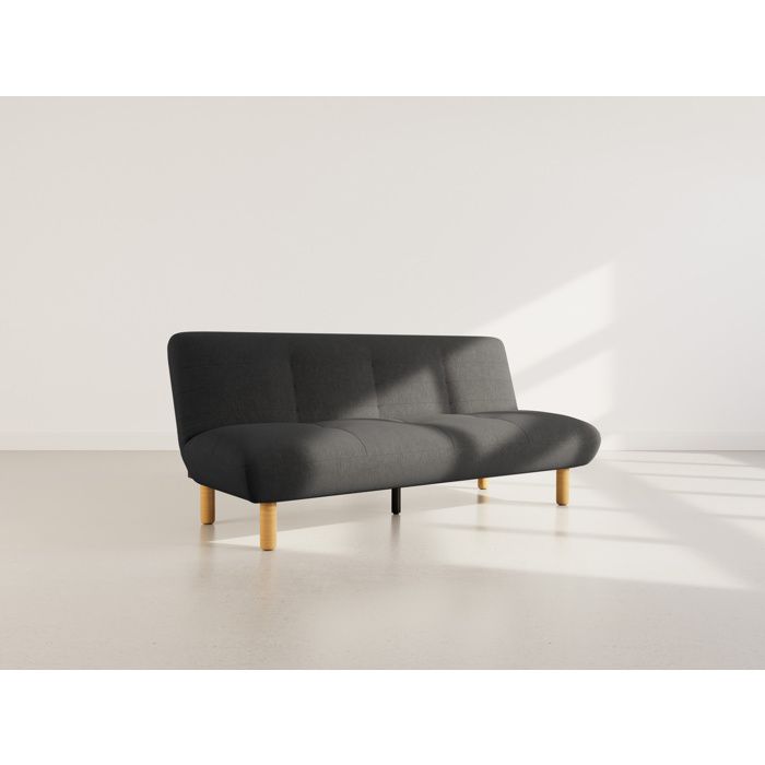 Soan - Banquette 2 places convertible clic-clac en velours texturé - Noir