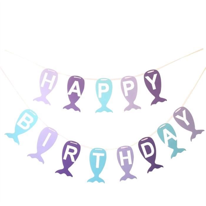 Joyeux Anniversaire Petite Sirene Anniversaire Tirer Drapeau Sirene Banner Fishtail En Forme De Fleur D Anniversaire Partie Cdiscount Maison