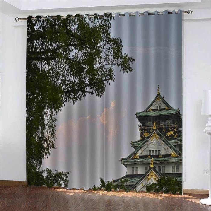 Lot De 2 Rideau Occultant 3D Imprimer Art De La Fleur Maison De Prune Simple Rideaux Et Draperies Moderne Pour Salon Enfant Chambre Cuisine Isolant Thermique Anti Froid À Oeillets Rideaux 280