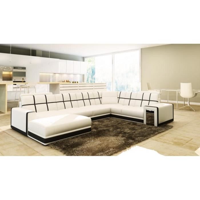 Canapé d'angle méridienne capitonné en cuir blanc CHESTERFIELD - Angle