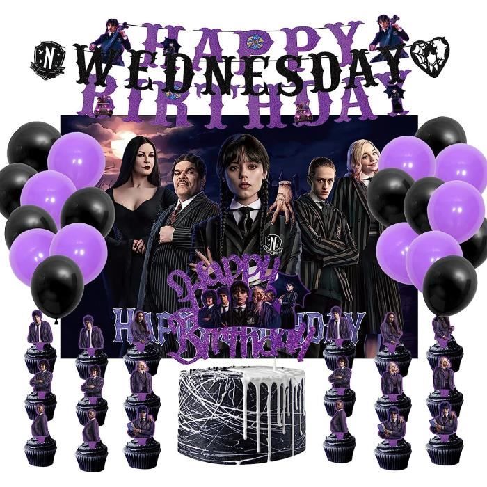 Wednesday Addams Décoration D'Anniversaire, 32 Pcs Wednesday