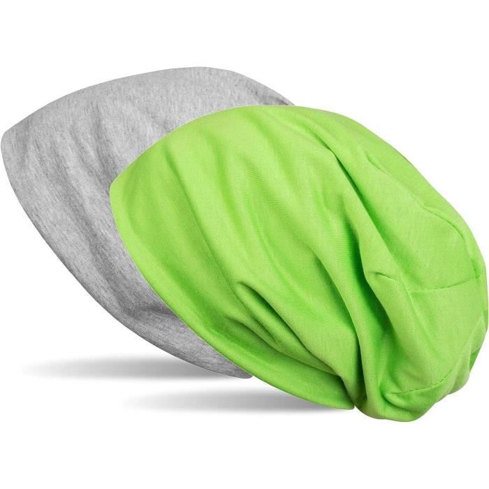 Bonnet Réversible Long En Jersey - 2 Couleurs En 1 - Taille Unique Extensible - 45 Coloris Disponibles - Unisexe