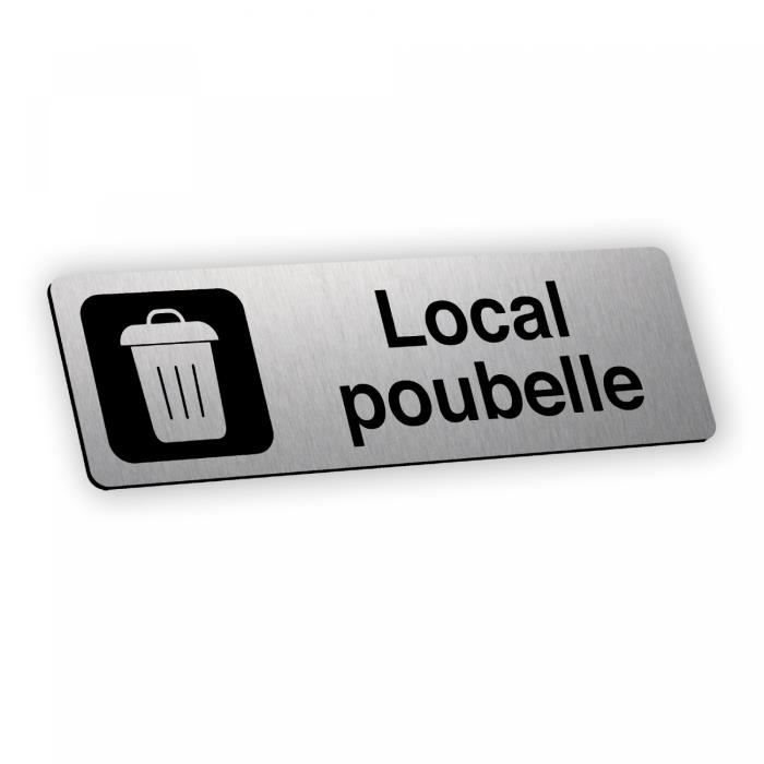 Plaque signalétique gravée autocollante Sonnez ici flèche gauche - alu brossé - format 12x3,7 cm