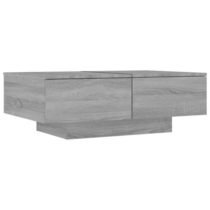 Table basse Sonoma gris 90x60x31 cm Bois dingénierie - Gris - Meuble de salon - Contemporain - Design