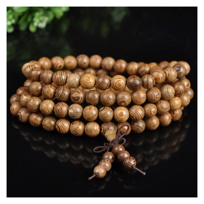 Mala en perles de bois noir 6mm. Bracelet Tibétain