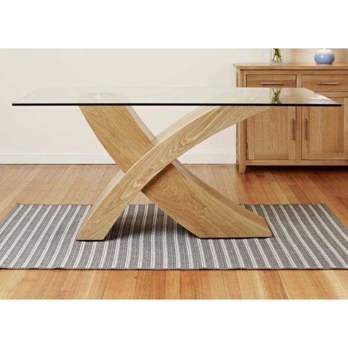 Table Salle A Manger Verre Bois Modele Dt 700 Achat Vente