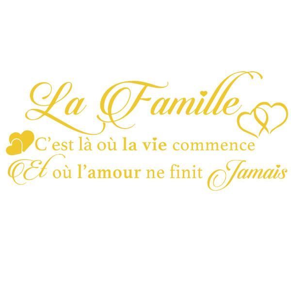 Muurversieringen Stickers Sticker Citation La Famille C Est La Ou La Vie Commence Coeurs Huis Samsungupdated Com