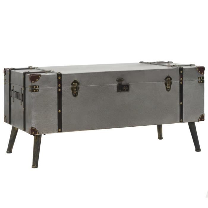 table salon contemporain ra® - mdf et aluminium - 102 x 51 x 47,5 cm - gris - vintage