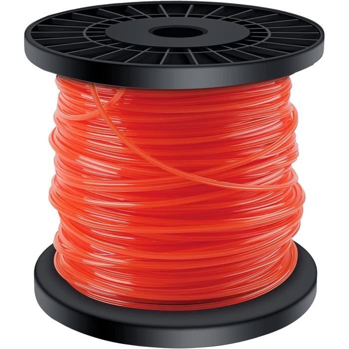 2 Rouleaux Fil Coupe Bordure 2,0 Mm X 50 M - Fil Débroussailleuse Nylon Orange 100m Total - Ligne De Coupe Herbe