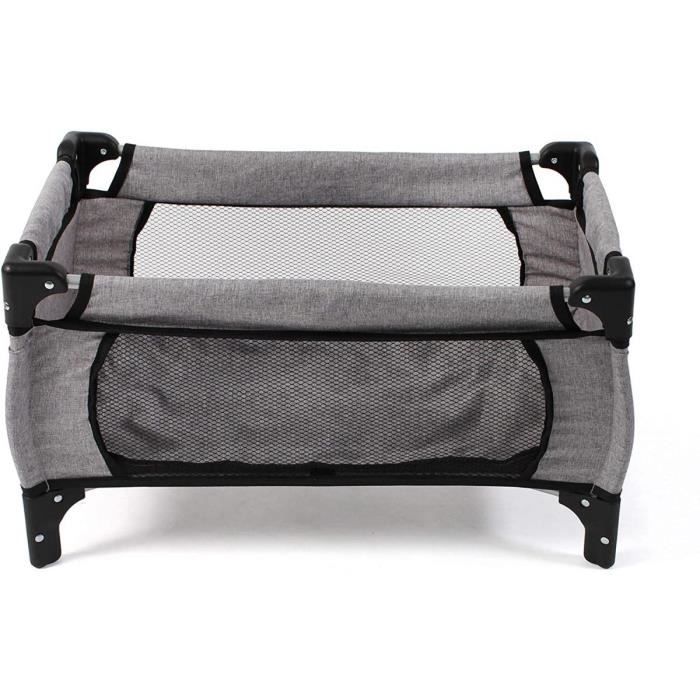 Lit de Voyage Deluxe pour poupées - BAYER CHIC 2000 - Gris - Design en jean