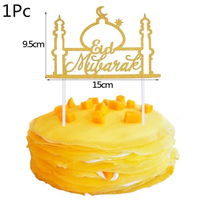 A02 1pc Nouveau Eid Moubarak Gateau Topper Or Ramadan Cupcake Toppers Pour Islamique Musulman Festival Fete Dessert Gateau Decor Cu Cdiscount Maison