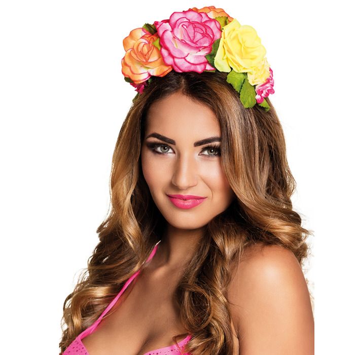 Serre-tête fleurs colorées femme - Marque - Modèle - Adulte - Femme - Intérieur - Blanc