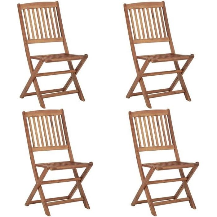 Ensemble de 4 chaises pliables d'extérieur en bois d'acacia massif - VIDAXL - Naturel - 48.5 x 57 x 91 cm