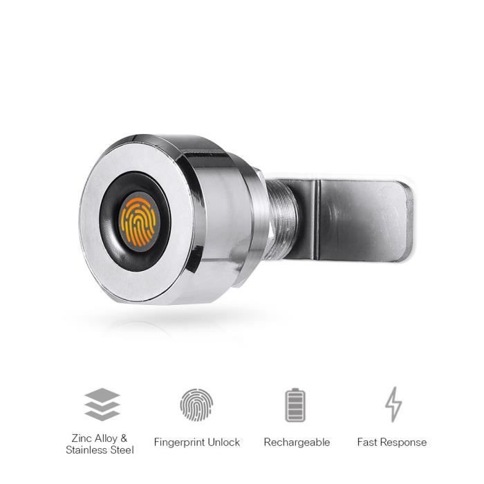 Cadenas à Empreintes Digitales Rechargeable USB - 10 Empreintes, Sécurisé Sans Clé - Noir