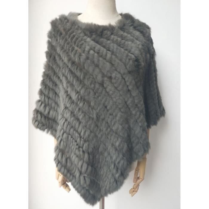 Poncho En Vraie Fourrure De Lapin Tricoté | Gilet Femme Vintage | Châle Élégant Pour Mariage Ou Soirée