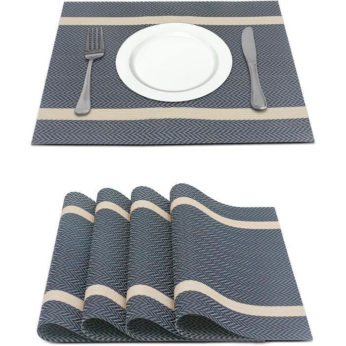 Lot de 4 Set de Table Plastique Lot de Set de Table en Vinyle Lavable