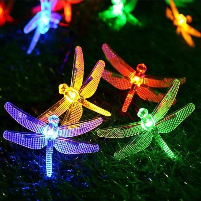 lampadaire extérieur,guirlandes lumineuses à énergie solaire, 20 ou 100 lampes, rose - dragonfly multicolor-12m100lights(8mode)