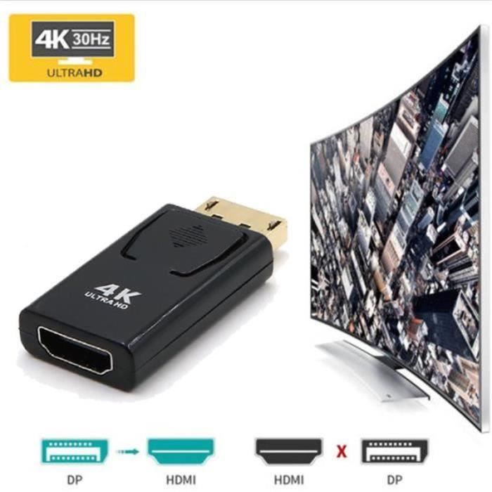 Adaptateur DisplayPort Vers HDMI 4K 60Hz - Pour PC, Ordinateur Portable, écran Et TV