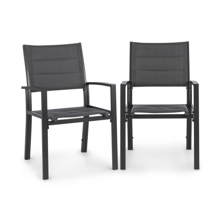 chaise de jardin - blumfeldt torremolinos  - lot de 2  - assise  40x43 cm - cadre aluminium  - lot de chaise de jardin - gris foncé