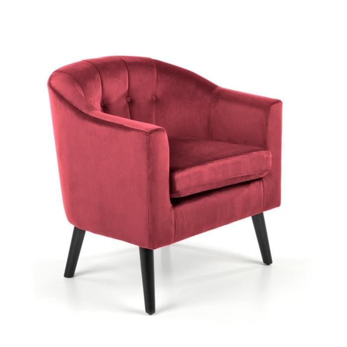 fauteuil rembourré en velours 70 x 64 x 75 cm - rouge foncé