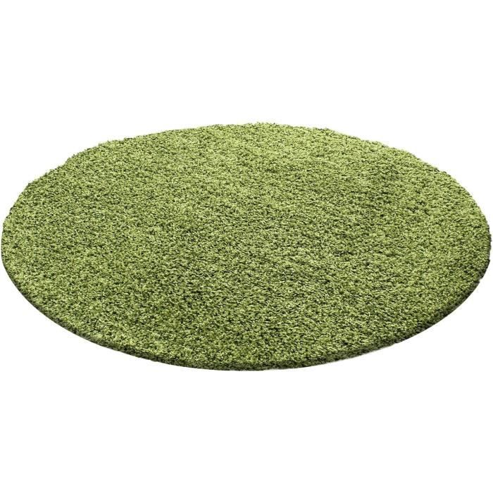 Tapis Déco 120x120 Cm - Motif Cercles Verts/beiges - Qualité Supérieure - Neuf Avec étiquette