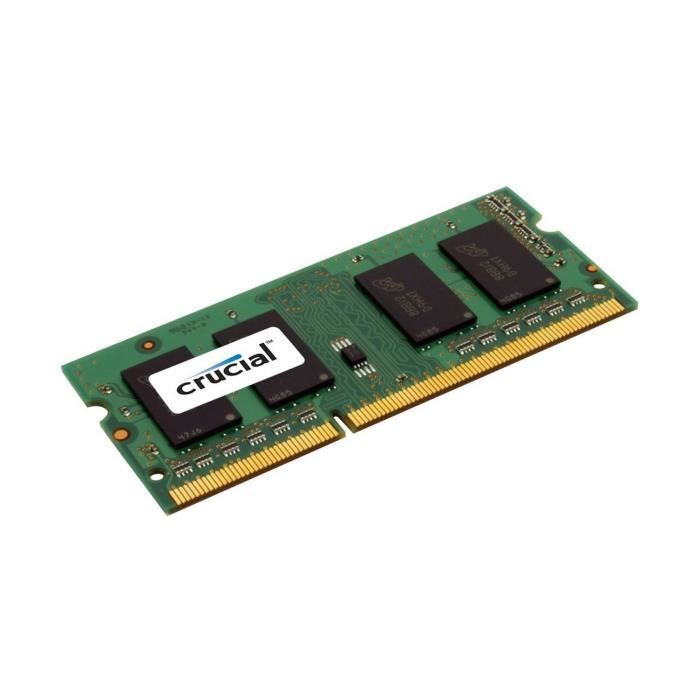 Vente Memoire PC Crucial Mémoire PC - 4Go - 1600 MHz - SO-DIMM - DDR3L - CL11 - CT51264BF160BJ pas cher