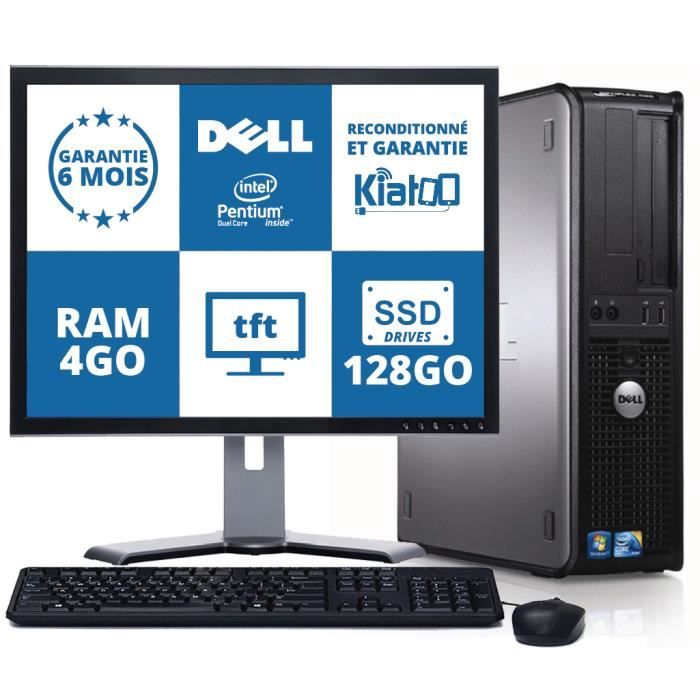 ordinateur de bureau dell optiplex 780 intel dual core 4go ram 128GO disque dur SSDecran ordinateur 19 pouces win7 pc reconditionné - Dell